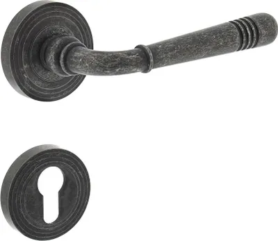 Produktbild von Türdrücker Fenstergriff Rosettengarnitur Antik Grau Vintage Stil Türbeschlag Zamak Profilzylinder