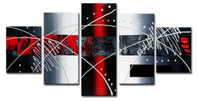 Produktbild von Visario Leinwandbild Abstrakt Rot 160x80 cm – 5-teilig, Bild Wandbild Kunstdruck, aufhängfertig, Echtholzrahmen, Zackenaufhänger, Art. 5594