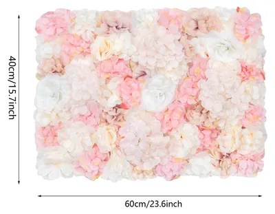 Image de Panneau mural en fleurs artificielles - 12 pièces - 60 x 40 cm - Motifs de roses - Avec treillis - Multicolore
