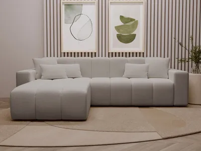 Produktbild von GrainGold Ecksofa L-Form Links Nork - Moderne Ecksofa, Wohnzimmer Ecksofa - Eckcouch Grau (Komodo 20)