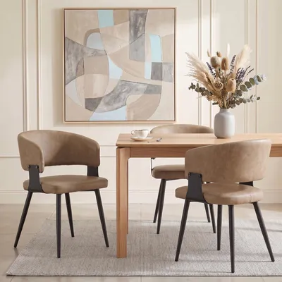 Produktbild von Esszimmerstühle PAVIA im 2er Set, Cappuccino - Polsterstühle mit robustem Metallgestell und Kunstlederbezug, Küchenstuhl mit weicher Polsterung, ideal für Küche und moderne Wohnbereiche
