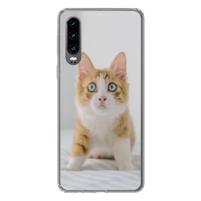Produktbild von MuchoWow® Handyhülle Schutzhülle Hülle für Huawei P30 Kätzchen - Blau - Orange - Mädchen - Jungen - Kind Silikon Softcase Handy Hülle - Kartenbesitzer