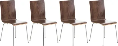 Produktbild von CLP 4er Set Besucherstuhl Pepe mit Holzsitz und Metallgestell walnuss