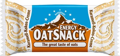 Produktbild von Oat Snack Riegel, 1 x 65 g Riegel, Geschmack: Karamell Kokos Creme