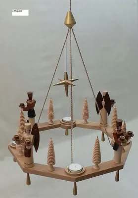 Produktbild von Lichterkranz  Adventskranz natur mit Engel und Bergmann BxT = 38x38cm NEU