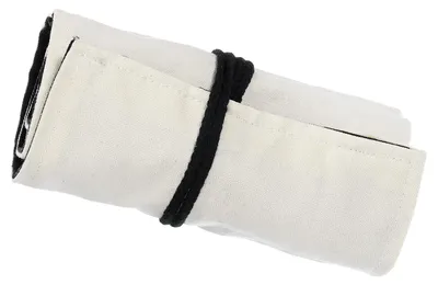 72-Fächer-Rolltasche aus Canvas, Stiftehalter, weiß/schwarz