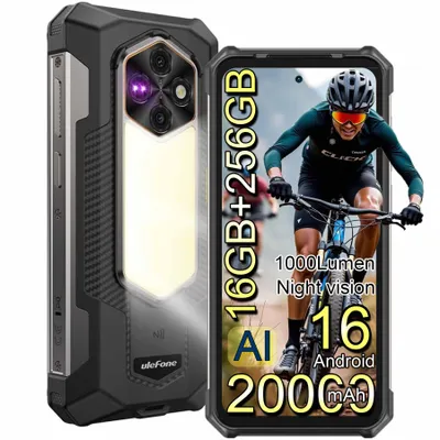 Produktbild von Ulefone Rugking 5 Pro Android 16 Outdoor Handy, 20000mAh mit Super-Taschenlampe, 16GB+256GB/2TB SD, 6,78" FHD+Corning Glas, 64MP+20MP Nachtsicht NFC