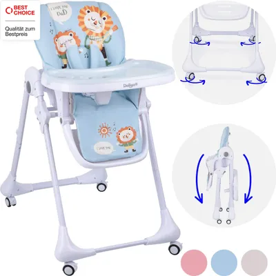 Produktbild von Daliya® SITONMI 3in1 Kinderhochstuhl - Babyliege Kinderstuhl Babystuhl Hochstuhl mit 4 Räder - Korb - Neugeborenen Einlage 7 Fach Höhenverstellbar ( Blau )