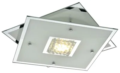 Zdjęcie produktu dla Lampa sufitowa LED, mrożone kryształy, szkło, chrom, L 29 cm