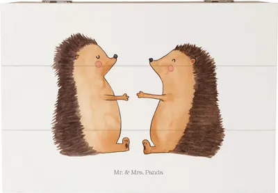 Produktbild von Mr. & Mrs. Panda Kiste Igel Liebe 22 x 15 cm - Weiß - Geschenk, Holzkiste, Schatzkiste, Hochzeit, Hochzeitstag, Freundin, Box, Freund, Aufbewahrungsbox aus Holz
