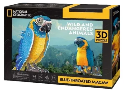 Produktbild von Puzzle 3D Zagrożone Zwierzęta Ara Szafir Cubic Fun