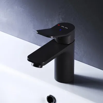 Productafbeelding van AM.PM Éénhendel wastafelmengkraan EcoStart X-Joy, zwart, voor badkamer
