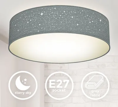 Produktbild von Deckenleuchte Ø38 cm - Sternenhimmel, Stoffschirm, E27, grau