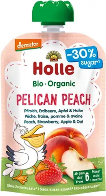 Produktbild von Holle 183004, Apfel, Hafer, Pfirsich, Erdbeere, 100 g, Pack, Milchzucker