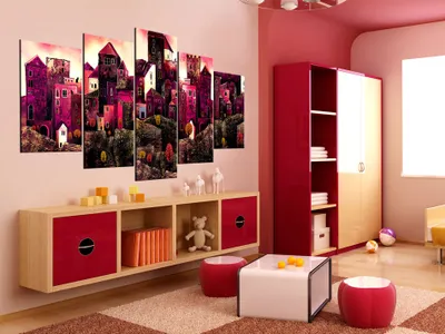 Produktbild von Akustikbild Abstrakt 200x100 cm Bilder Akustikschaum Hochleistungsschallabsorber Schallschutz Leinwand 5 tlg Wandbild Raumakustik Schalldämmung 020115-4