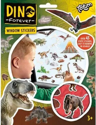 Produktbild von Famanu Fensteraufkleber Dinosaurier – 45 wiederverwendbare Sticker