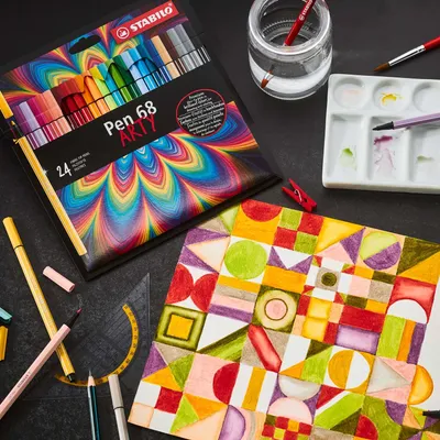 Image de Stylo feutre premium - STABILO Pen 68 - étui métallique de 30 - avec 30 couleurs différentes