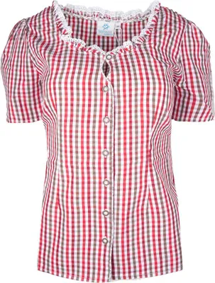 Produktbild von Trachtenbluse Flamur Kurzarm Karo rot 40