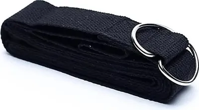 Produktbild von Yogagurt D-Ring aus schwarzer Baumwolle – 5er-Set – 250 x 4 cm