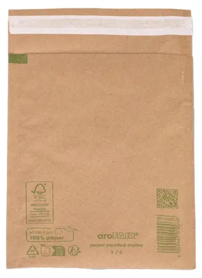 Produktbild von 100x AROFAIR Papierpolstertaschen 170x225+50mm 100% Recycling Ersatz für Luftpolstertaschen