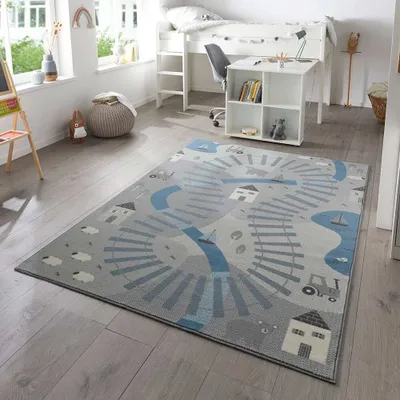 Image de Tapis Hanse Home 80 cm x 150 cm Railtrack bleu