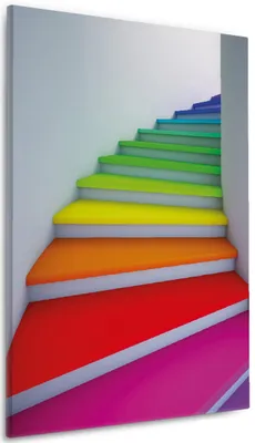 Produktbild von Wallario Premium Leinwandbild Bunte Treppe in Größe 60 x 90 cm