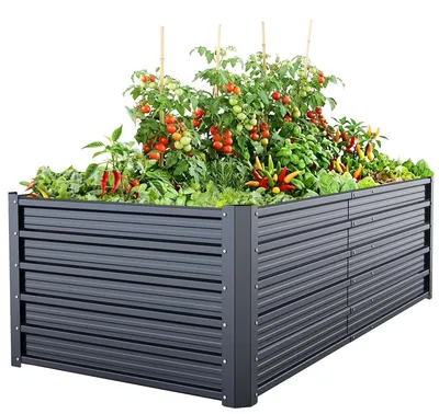 Immagine prodotto di Fioriera rialzata Metallo - Acciaio zincato - Antracite - 180 x 90 x 60 cm - Per orto, erbe e fiori