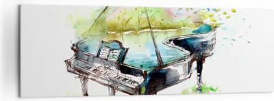 Produktbild von Bild auf Leinwand - Leinwandbild - Klavier Natur Musik Eleganz - 160x50cm - Wand Bild - Wanddeko - Leinwanddruck - Bilder - Kunstdruck - Wanddekoration - Leinwand bilder - Wandkunst - AB160x50-3034