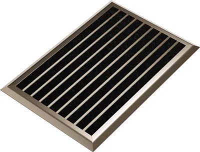 Zdjęcie produktu dla Wycieraczka zewnętrzna, mata czyszcząca na zewnątrz – 40 x 60 cm ze złotą aluminiową ramą, odporna na warunki pogodowe, outdoorowa wycieraczka do butów