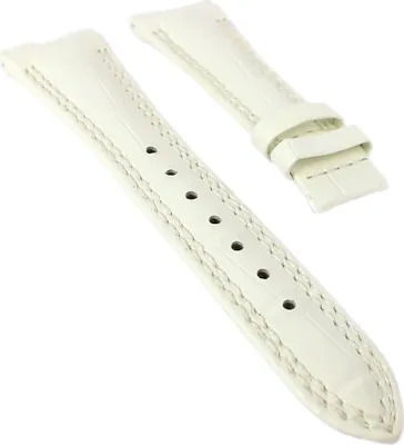 Produktbild von Lotus Watches Uhrenarmband weiß Leder Krokoprägung Naht 15601 15538
