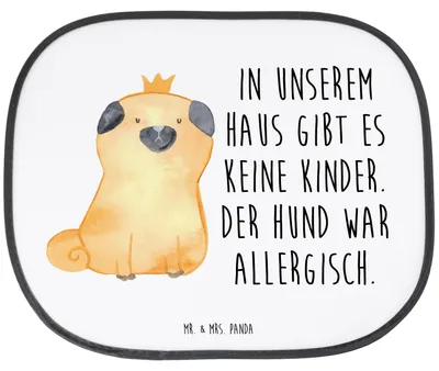 Produktbild von Mr. & Mrs. Panda Sonnenschutz Auto Mops Krone - Weiß - Geschenk, Haha, König, Sprüche, hitzeschutz, Hund, für, Königlich, Fenster, Autosonnenschutz, Seitenscheibe