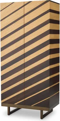 Produktbild von Casa Padrino Luxus Barschrank Naturfarben / Dunkelbraun / Bronze H. 175 cm - Bar Möbel