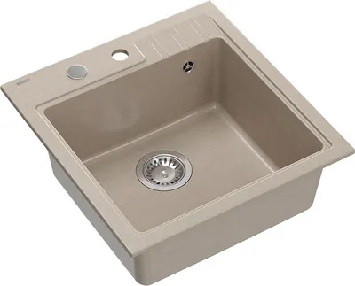 Produktbild von QUADRON Spülbecken 1-Becken Spüle | Größe: 50 x 52 x 20 cm | PETER 110 | Küchenspüle Granitspüle aus GraniteQ mit Siphon | Beige & Stahl