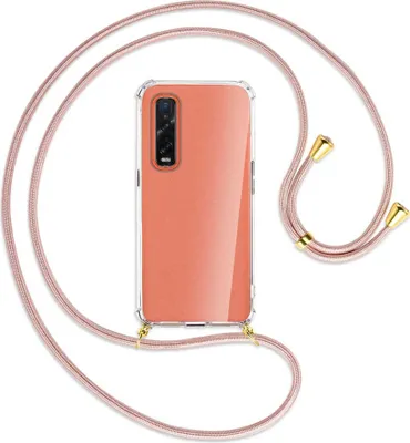 Produktbild von Handykette Backcover-Schutzhülle mit Band (Metall goldfarben) für Oppo Find X2 Pro - roségold