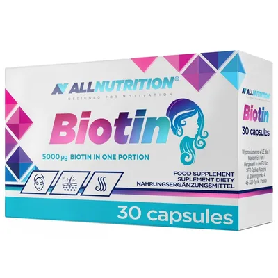Produktbild von Allnutrition Biotin 30 Kapseln - Für gesundes Haar, Haut & Nägel