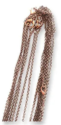 Edelstahlketten 60 cm, 5 Stück, Karabiner, verkupfert