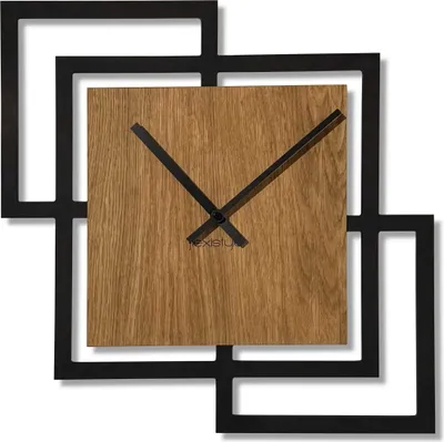 Produktbild von Product image FLEXISTYLE Wanduhr ohne tickgeräusche modern Design Holz schwarz wanduhren Wohnzimmer jugendzimmer quadratisch Junge Squares