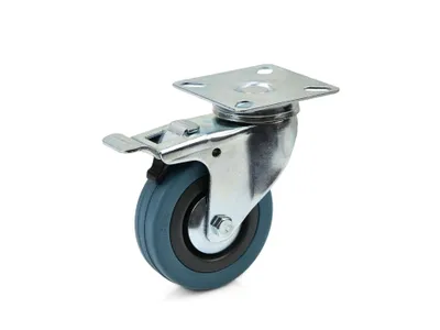 Immagine prodotto di Ruota trolley PP/gomma 75x21 mm girevole con freno 15928