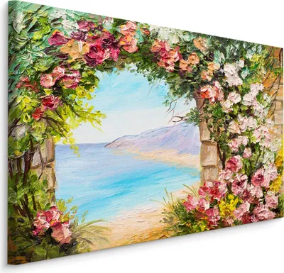 Produktbild von Fabelhafte Canvas LEINWAND BILDER 40x30 cm XXL Kunstdruck Meer Blumen Landschaft