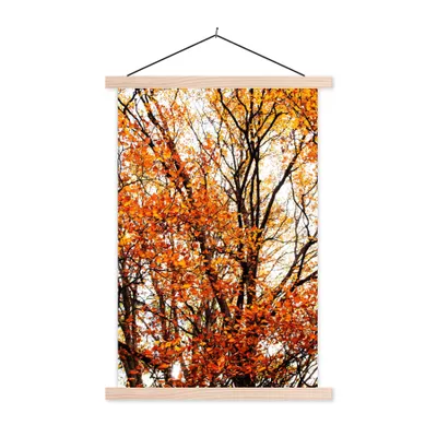 Produktbild von MuchoWow® Textilposter Wald - Herbst - Jahreszeiten 60x90 cm mit holzfarbenen Rahmen - Textil