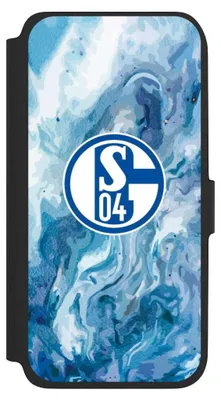 Produktbild von NIVOCASE Klapphülle für Samsung Galaxy A17 5G  Handyhülle aus Kunst Leder NIVOflip schwarz FC Schalke 04 Fanartikel Logo