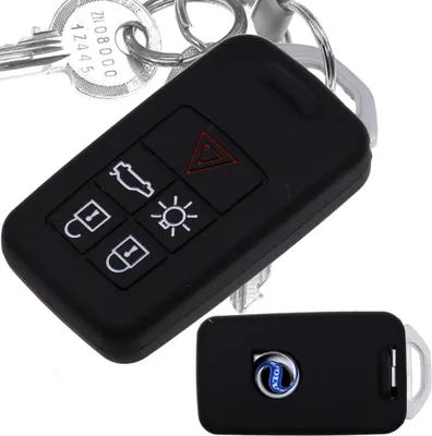 Produktbild von Auto Schlüssel Hülle Silikon Schutz Cover Schwarz kompatibel mit Volvo V40 S80 V870 XC70 XC60 S60 V60 5 Tasten KEYLESS SMARTKEY