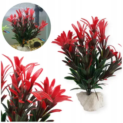 Immagine prodotto di Decorazione acquario, pianta artificiale su pietra, accessori per acquario, pianta decorativa realistica, 15 cm