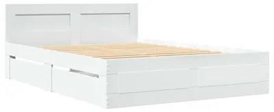 Produktbild von Bettrahmen mit Kopfteil 2 pcs Weiß 137 x 188 cm Holzwerkstoff