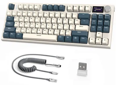 Image de Clavier mécanique 75%, RGB, sans fil - Compact, idéal pour le gaming - USB-C, Bluetooth 2,4 GHz - Vert