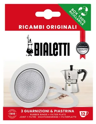 Image de Joints et plaque filtrante pour les cafetières moka 12 tasses Bialetti en alu.