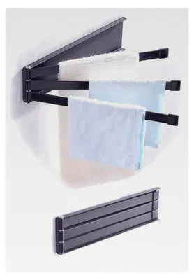 Produktbild von Verchromter Handtuchhalter aus Edelstahl, Wandmontage, mit 3 schwenkbaren Armen, für Badezimmer und Gäste-WC, platzsparend und verstellbar