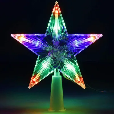 Obrázek produktu pro LED Hvězda na vánoční stromek - 17,5cm, 10LED, 3xAA, IP20, multicolor
