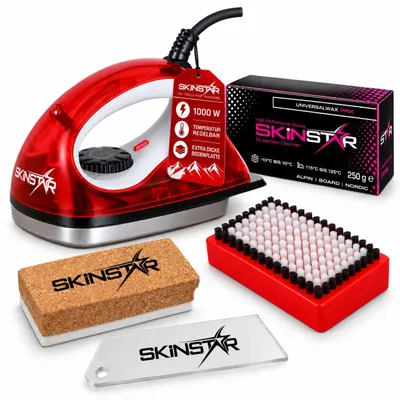 Productafbeelding van SkinStar Skiwax Startset, 5-delig: waxapparaat, wax, borstel, kurkblok, schraper