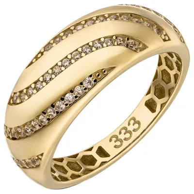 Produktbild von Ring Damenring aus 333 Gold Gelbgold mit 45 Zirkonia Breite 7,9mm glänzend Innenumfang 54mm  Ø17.2mm